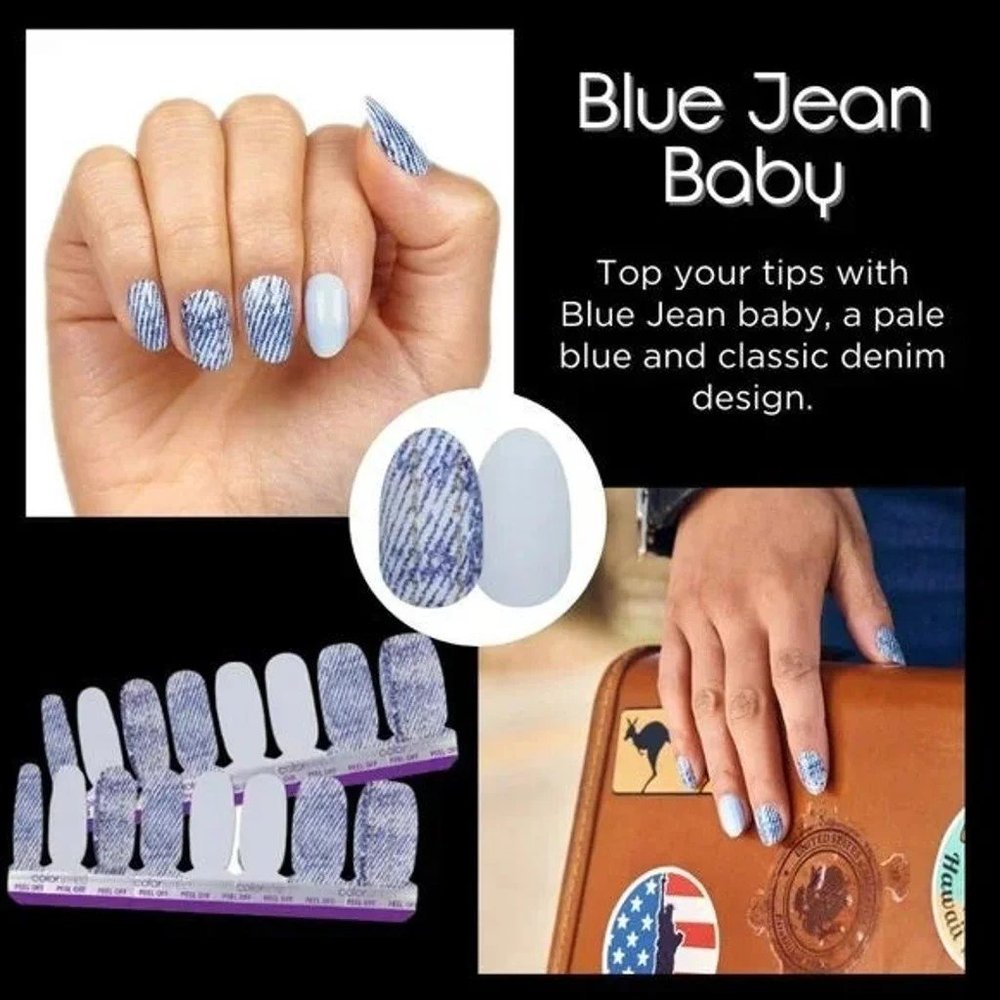 Color Street 100% Nail Polish Strips Blue Jean Baby Retired - Picture 5 of 5